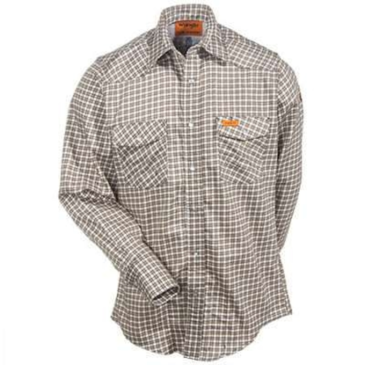 Wrangler Men's Flame Resistant Lightweight Khaki/white Plaid Work Shirt -  Khaki - Size R3X | FR Depot