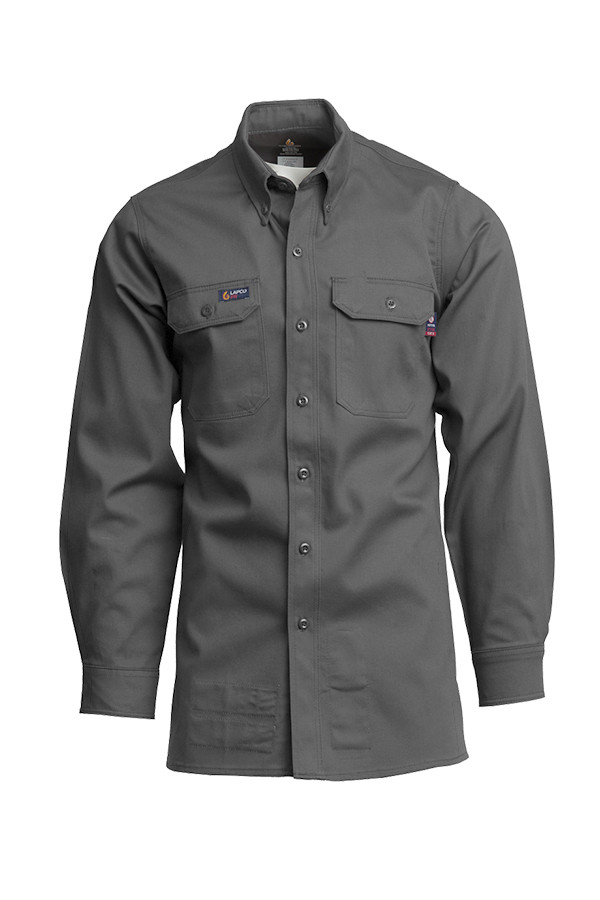 clore+ レディワークシャツ Lapco Grey FR Work Shirt: HRC 2 Arc Rated, NFPA 2112 Safety