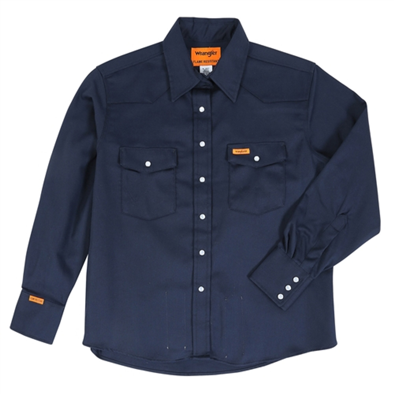 Women's Flame Resistant Wrangler Navy Snap Work Shirt | FR Depot