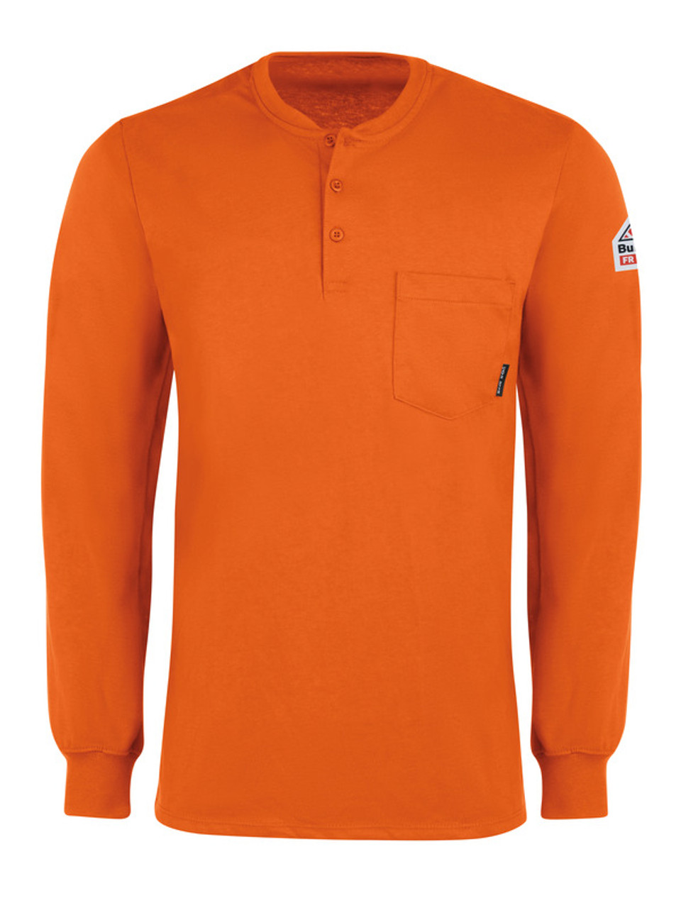 Bulwark FR Orange Long Sleeve Tagless Henley Shirt