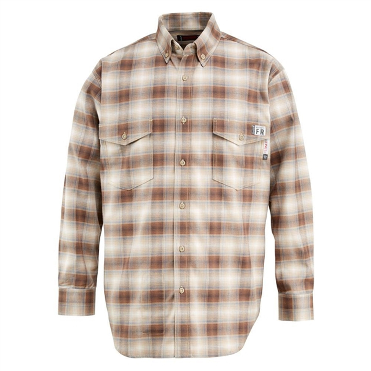 Wolverine FR Plaid Twill Work Shirt Khaki