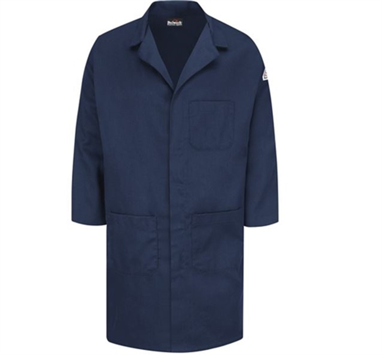 Bulwark Concealed Snap Front Navy Lab Coat