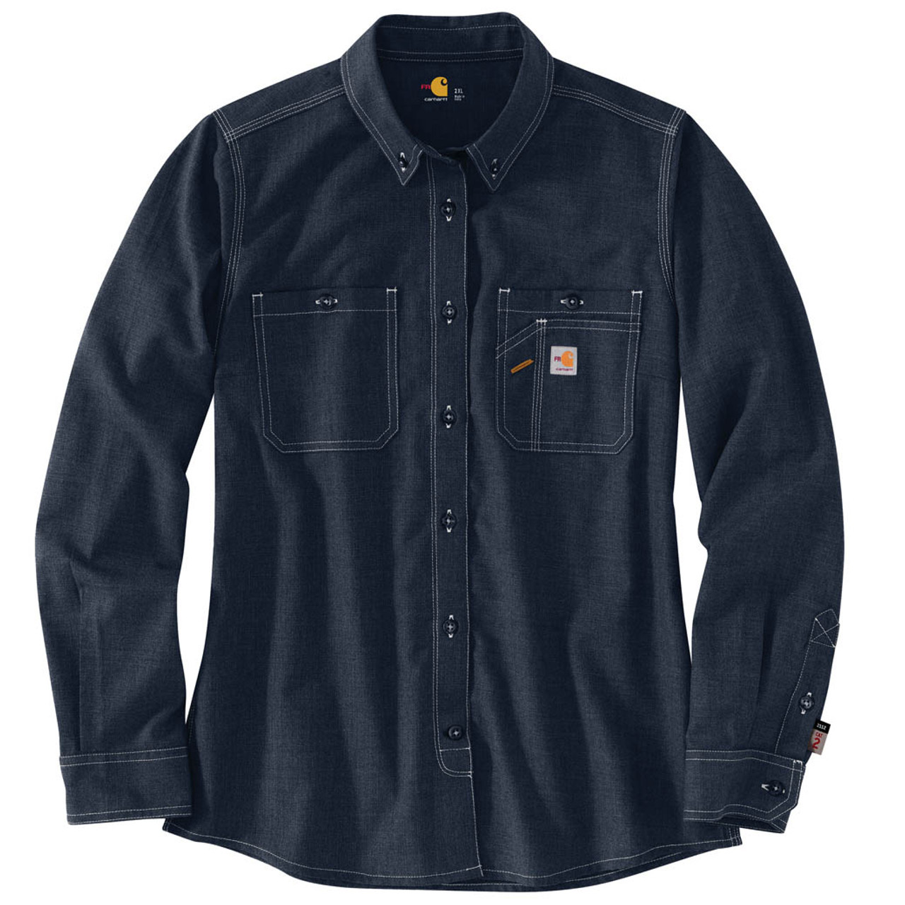 Women's Carhartt FR Force Relaxed-Fit Lightweight Long-Sleeve Shirt |Navy