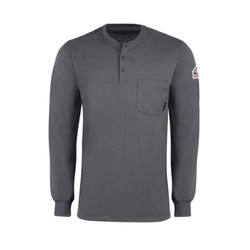 Bulwark FR Charcoal Long Sleeve Tagless Henley Shirt