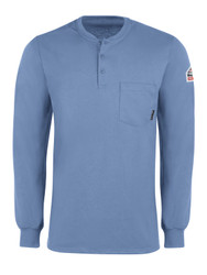 Bulwark FR Light Blue Long Sleeve Tagless Henley Shirt