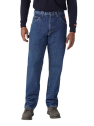 Wrangler Carpenter FR Jeans for Tool Storage and Unrestricted Movement in Oilfield and Electrical Work - CAT 22 in 14.75 oz 100% Cotton FR Denim — front view