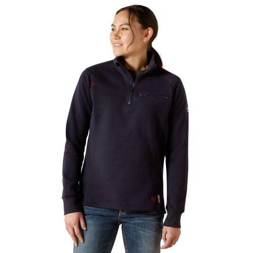 Ariat Women's FR Rev 1/4 Zip Top-Navy Ariat Women's FR Rev 1/4 Zip Top-Navy