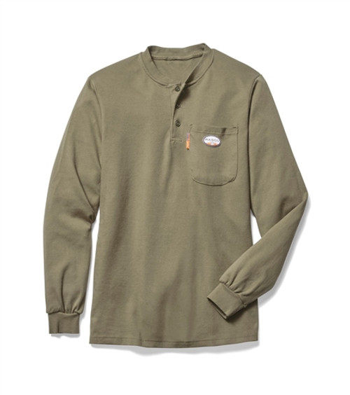 Titicaca Flame Resistant FR 7OZ 100% Cotton Henley Style Long Sleeve T-Shirts Black Medium 
