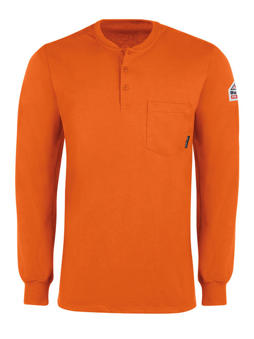Bulwark FR Orange Long Sleeve Tagless Henley Shirt
