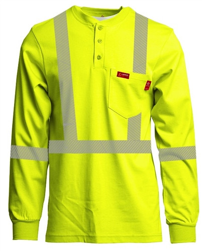 Lapco 7Oz Flame Resistant Hi-Vis Henley Tee - Class 2 | FR Depot