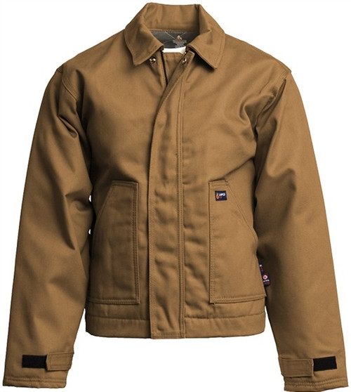 Khaki Lapco Insulated FR Windshield Jacket for Extreme Thermal Protection in Hazardous Industrial Environments - CAT 44 in 9 oz. Shell / 12 oz. Lining — front view