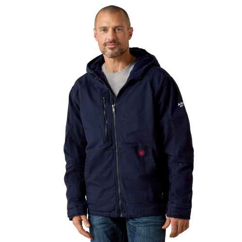 Ariat FR Duralight Stretch Canvas Hooded Jacket - Navy