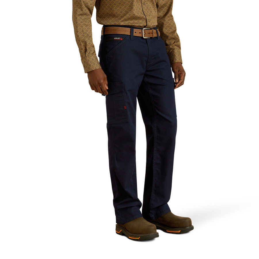 Ariat FR M4 Relaxed Lightweight Cargo DuraStretch Straight Leg Pants-Navy