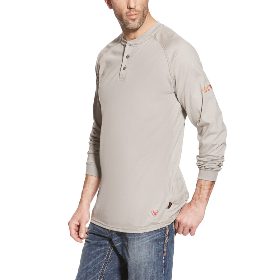 Ariat Flame Resistant Silver Grey Work Henley