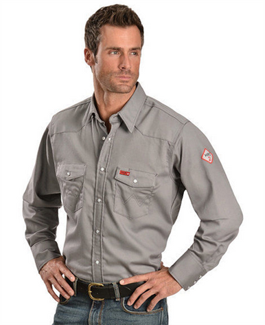 ★LORES★ Lightweight Pocket Shirt Charcoal Wrangler Men's Flame Resistant Lightweight Charcoal Work