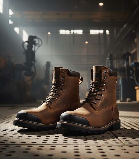 Leather safety toe work boots