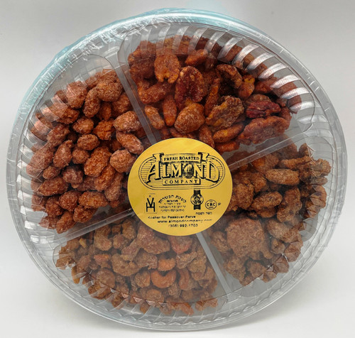Assortment Gift Tray 4 Item 26 oz. Cinnamon Almonds, Honey Cashews, Maple Walnuts, and Toffee Pecans Assortment Gift Tray 4 Item 26 oz. Cinnamon Almonds, Honey Cashews, Maple Walnuts, and Toffee Pecans