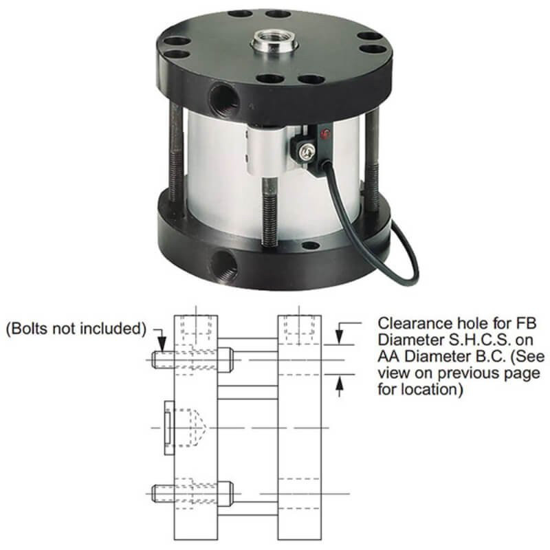 Parker Pneumatic Division 4.004RLPB41.00 Double-Acting Compact Aluminium Pneumatic Cylinder 4 Inch Bore 1 Inch Stroke