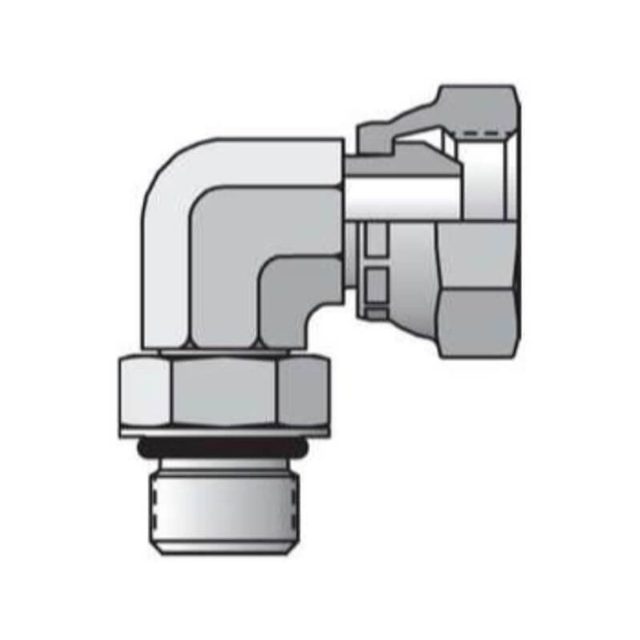 Parker 2507-10-8 SAE Swivel Elbow 7/8-14 UNF Male X 1/2 NPSM Swivel| Next Day Fittings