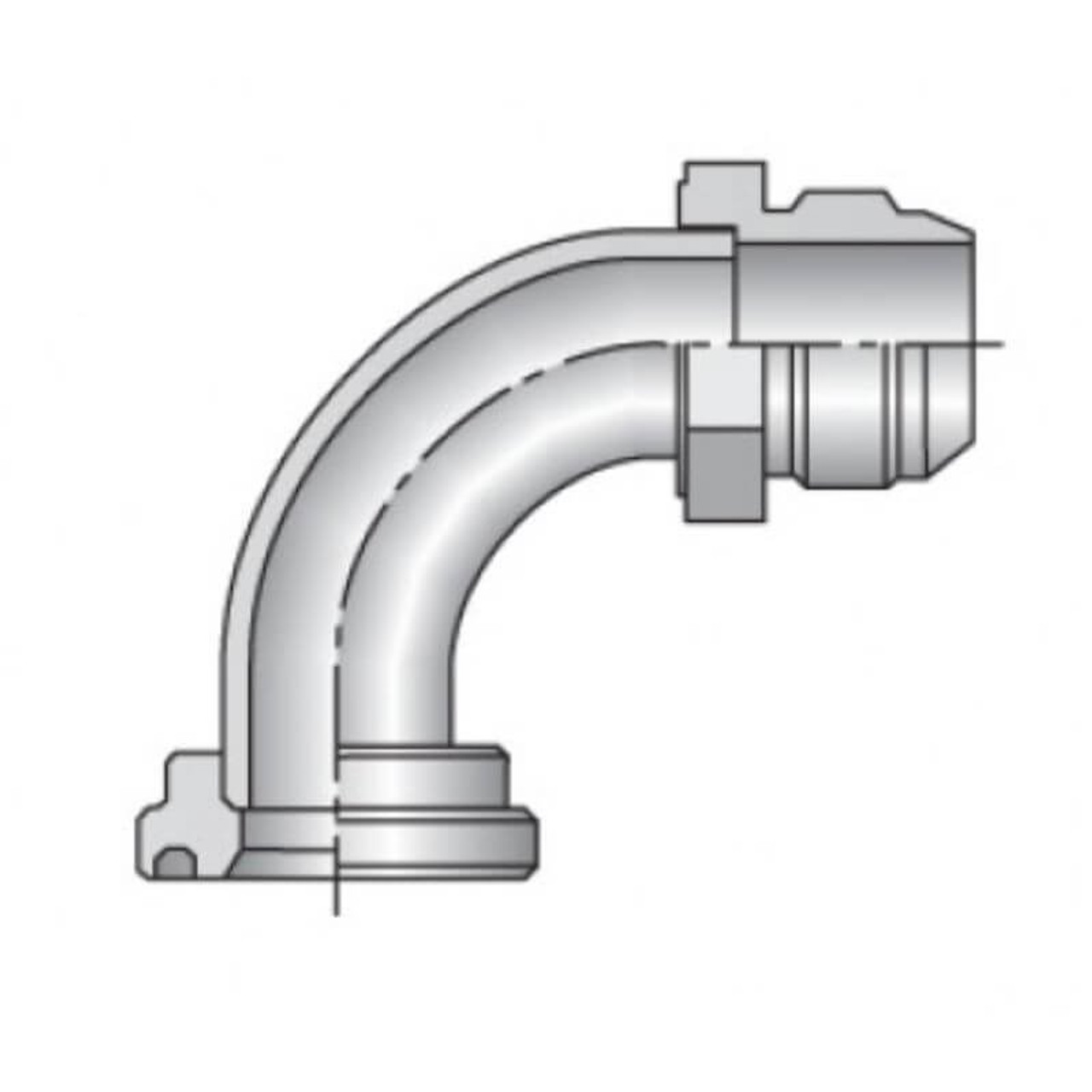 Parker 19T3-16-12 Adapter Elbow 1 Code 61 Flange X 3/4 JIC Male Steel| Next Day Fittings