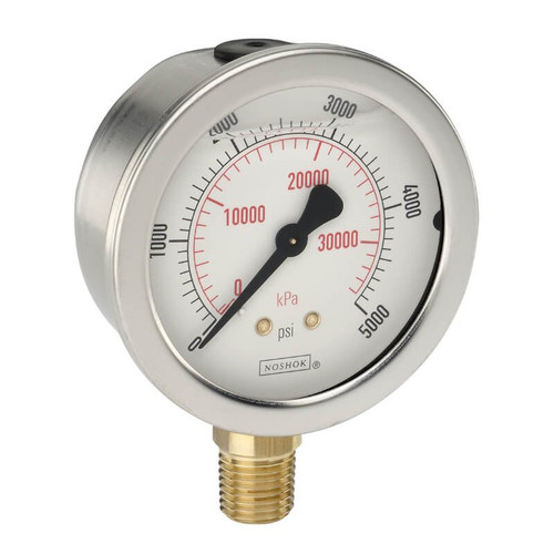 NOSHOK 25-901-5000-PSI/KPA 900 Series 0-5000 PSI Liquid Filled Pressure Gauge