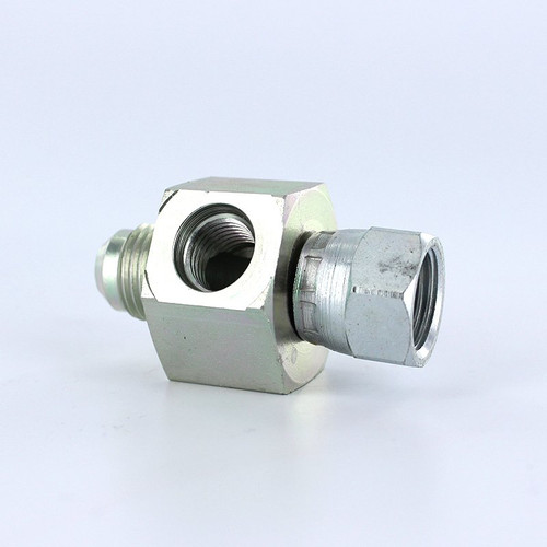 Parker 6-4 XHX6G5TP-S # 6 Male JIC by # 6 Female JIC Swivel by # 4 Female SAE - Gauge Port Tee | Next Day Fittings