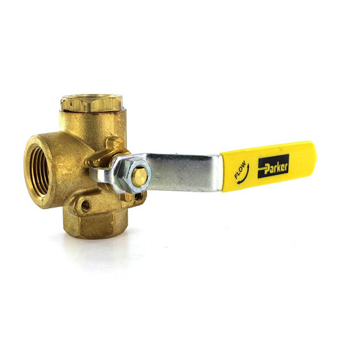 Parker V533P-8 Three Way Diverter Valve 1/2 NPT Female Brass| Next Day Fittings