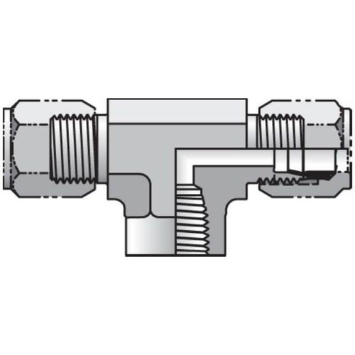 Parker 10 OBU-S Ferulok Female Branch Tee 5/8 X 5/8 X 1/2 NPT Steel