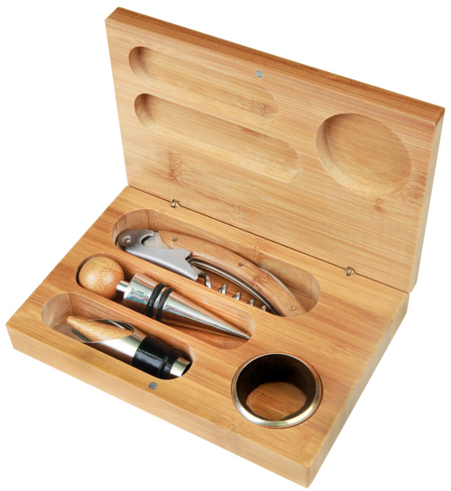 Wine Tool Gift Set Bamboo Four Piece Set