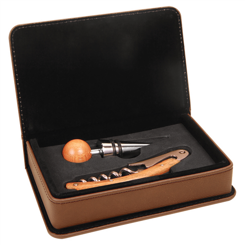 Wine Tool Gift Set Brown Two Piece Set