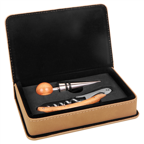 Wine Tool Gift Set Light Brown Two Piece Set