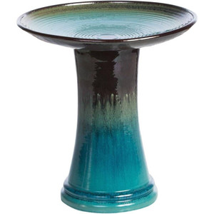 Outdoor Garden Multi-Shade Blue Ceramic Birdbath Q280-TNABC124283951