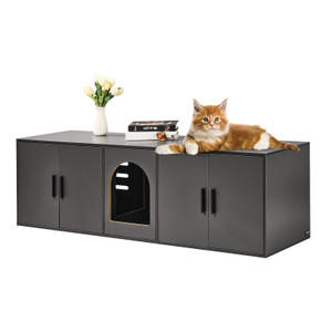 Cat Litter Box Enclosure for 2 Cats, Litter Box Furniture Hidden with Double Rooms, Wooden Cat Box  E415-JSDMMSPWQ57IJ8E5FV0
