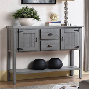 Solid Wood Farmhouse Sofa Table Sideboard Cabinet with Storage Drawers in Grey Q280-GRSWFC253741859