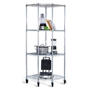 Heavy Duty 4-Tier Corner Storage Rack Shelving Unit with Casters Q280-TCSRCHE1559581