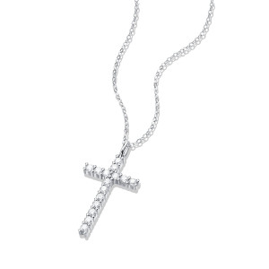 Classic Moissanite CZ Cross 925 Sterling Silver Necklace R866-JZ_646123837003