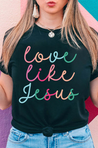 Black Love Like Jesus Crew Neck Graphic Tee T543-8786263572722