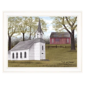 Faith and Freedom 4 White Framed Print Wall Art N270-404519