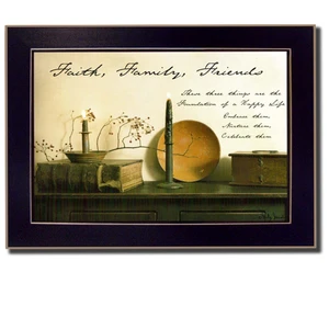 Faith Family and Friends Black Framed Print Wall Art N270-415268