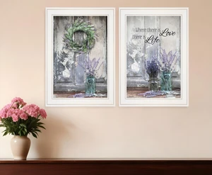Set Of Two Where There is Love 1 White Framed Print Wall Art N270-406066