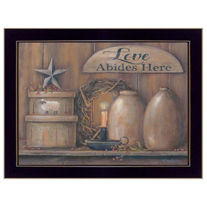 Love Abides Here Shelf 1 Black Framed Print Wall Art N270-415859