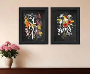 Set Of Two Love Grows Here Black Framed Print Wall Art N270-407971