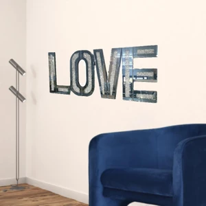 Silver Mirrored Mosaic Crystal Bling LOVE Wall Decor N270-476426