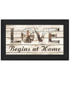 Love Begins at Home 2 Black Framed Print Wall Art N270-407415