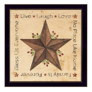 Live Laugh Love Barn Star Black Framed Print Wall Art N270-405144