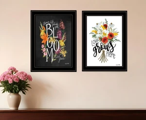 Set Of Two Love and Bloom Black Framed Print Wall Art N270-407965