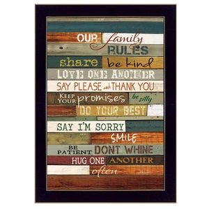 Our Family Rules 1 Black Framed Print Wall Art N270-415472