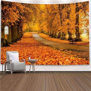 Autumn Leaves Avenue Background Cloth Home Wall Decorational Tapestry A392-wtaps0018