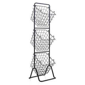 3-Tier Fruit Basket Stand with Adjustable Heights - Color: Black D681-KC53790