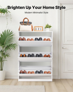Shoe Cabinet with 3 Flip Drawers, Modern Shoes Storage Cabinet with Anti-Tipping Device, Freestandi E415-BCGBMJQTCZXJQU2HI001V0